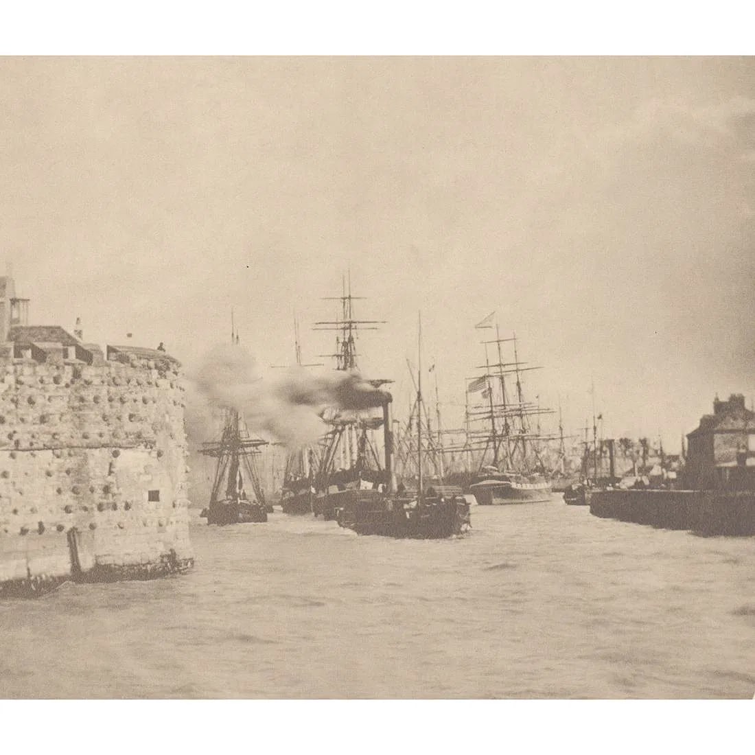 Jean Victor Warnod (France,1812-1892) Print: Jean Victor Warnod (France,1812-1892) Print. Entrance to Le Havre Harbour. Printed in 1970's. 6.00 x 6.00 inches. Please be aware that all lots in our auctions are sold "AS IS," in accordance with