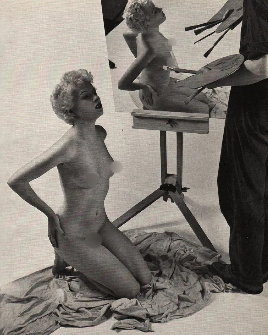 Zoltan Glass (Hungarian,1903 – 1982) Print: Zoltan Glass (Hungarian,1903 – 1982) Print. Nude with Artist. Printed in 1955. 8” x 5” inches. Please be aware that all lots in our auctions are sold "AS IS," in accordance with the