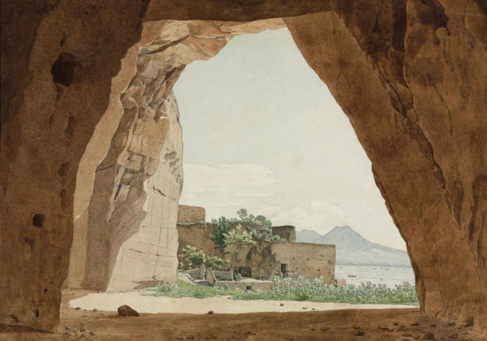 Adolf von Heydeck (German, 1861-1932) Print: Adolf von Heydeck (German, 1861-1932) Print. Vesuvius and the Bay of Naples from a Cave, "1820". 20.00 x 14.75 inches. Please be aware that all lots in our auctions are sold "AS IS," in accordance wit