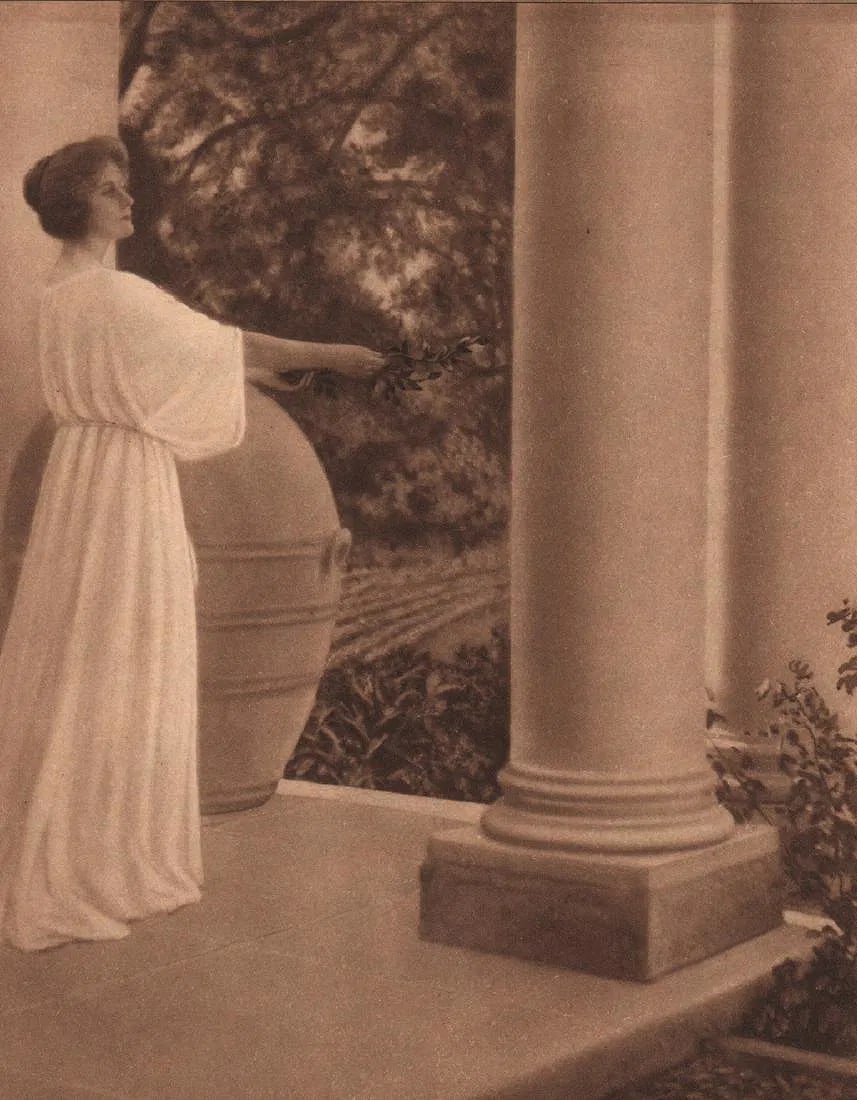 Adelaide Hanscom (Leeson) (American,1975 - 1931) Print: Adelaide Hanscom (Leeson) (American,1975 - 1931) Print. Woman on a Portico. Printed in 1916. 5.00 x 6.50 inches. inches. Please be aware that all lots in our auctions are sold "AS IS," in accordance w