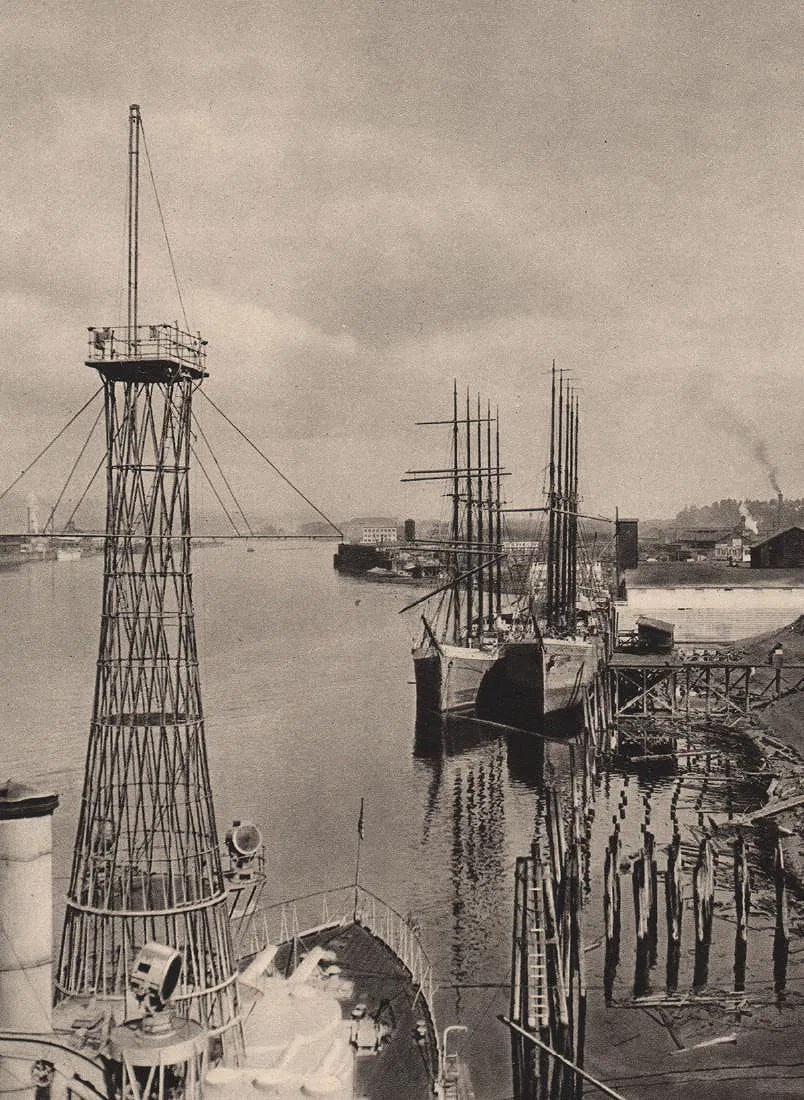 E.O. Hoppe (British,1878-1972) Print: E. O. Hoppe (British,1878-1972) Print. O. HOPPE (British,1878-1972) Print. The Willamette River, Portland OR. Printed in 1927. 6.00 x 8.25 inches. inches. Please be aware that all lots in our auctions