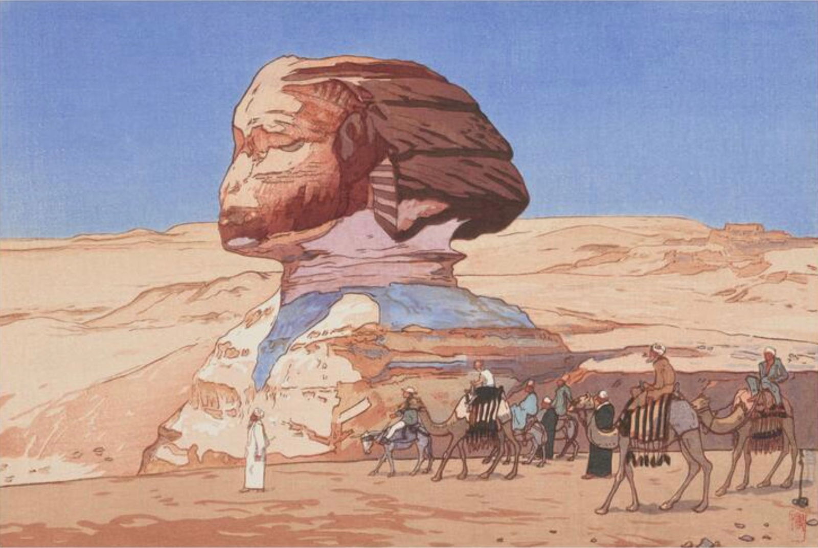 Hiroshi Yoshida (Japanese, 1876-1950) Print: Hiroshi Yoshida (Japanese, 1876-1950) Print. The Sphinx, "1925". 54.00 x 36.50 inches. Bonded to fabric. Please be aware that all lots in our auctions are sold "AS IS," in accordance with the Terms &