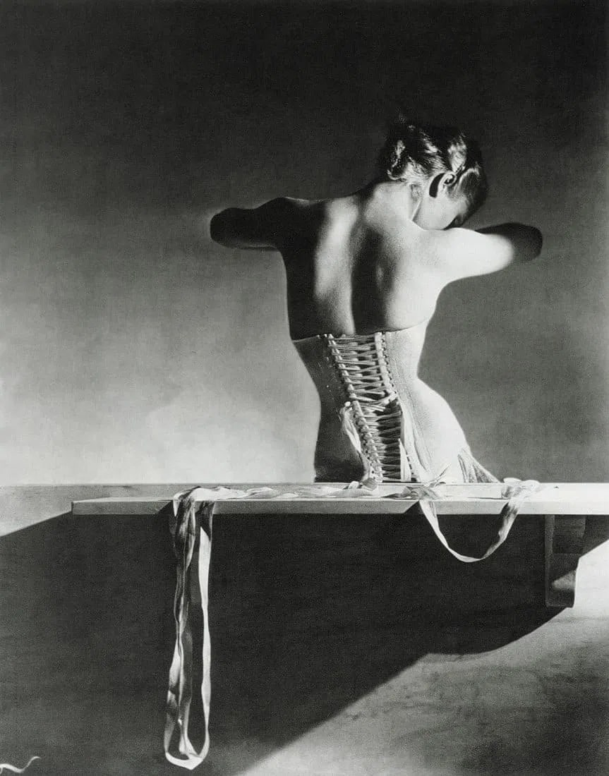 Horst P. Horst (German-American,1906-1999) Print: Horst P. Horst (German-American,1906-1999) Print. HORST (German-American,1906-1999) Print. Mainbocher Corset, Paris, "1939". Printed in 1997. 7.10 x 9.05 inches. Please be aware that all lots in our