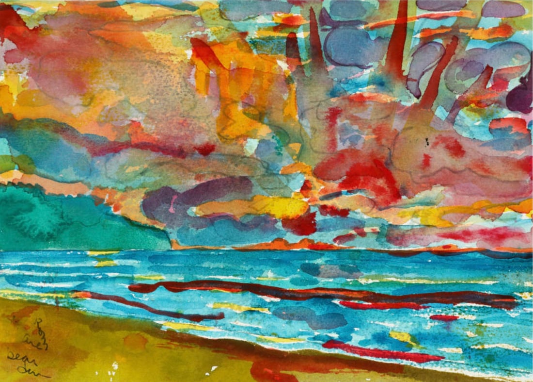 Romare Bearden (American, 1911-1988) Print: Romare Bearden (American, 1911-1988) Print. Sunset, Grande Case, "1978". 15.50 x 11.00 inches. Please be aware that all lots in our auctions are sold "AS IS," in accordance with the Terms &