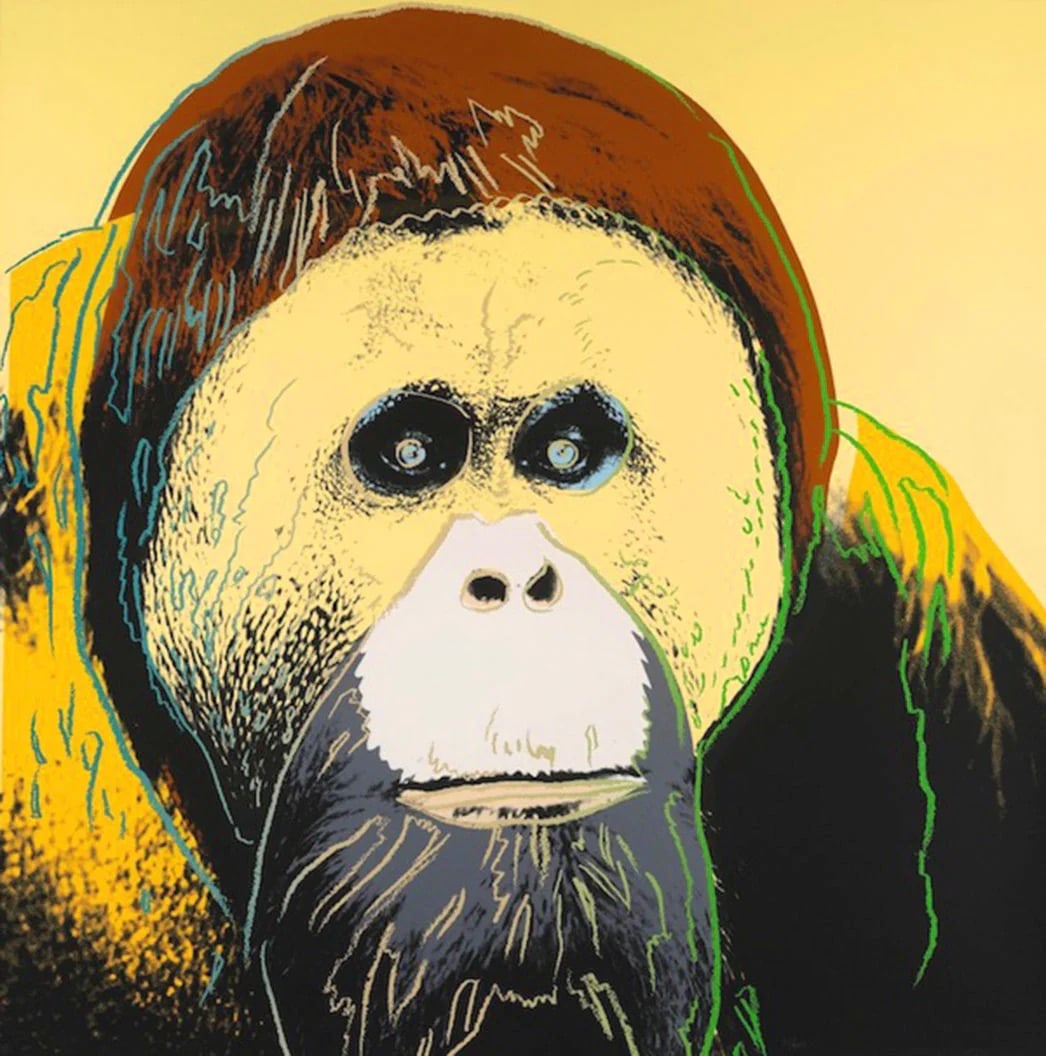 Andy Warhol (American, 1928-1987) Silkscreen: Andy Warhol (American, 1928-1987) Silkscreen. Orangutan, 1983, from Endangered Species. 38.00 x 38.00 inches. Stamping on verso, Blindstamp. Please be aware that all lots in our auctions are sold "AS