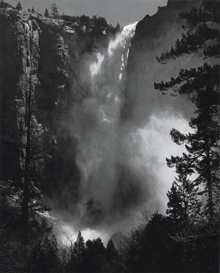 Ansel Adams (American, 1902-1984) Print: Ansel Adams (American, 1902-1984) Print. Bridalveil Fall, Yosemite Valley, "1927". Printed in 1979. 8.05 x 10.00 inches. Please be aware that all lots in our auctions are sold "AS IS," in accordance
