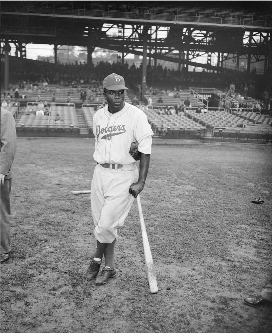 Charles "Teenie" Harris (American, 1908-1998) Print: Charles "Teenie" Harris (American, 1908-1998) Print. Jackie Robinson at Forbes Field, Oakland, CA,. "1947". 17.00 x 20.00 inches. Please be aware that all lots in our auctions are sold "AS IS," in