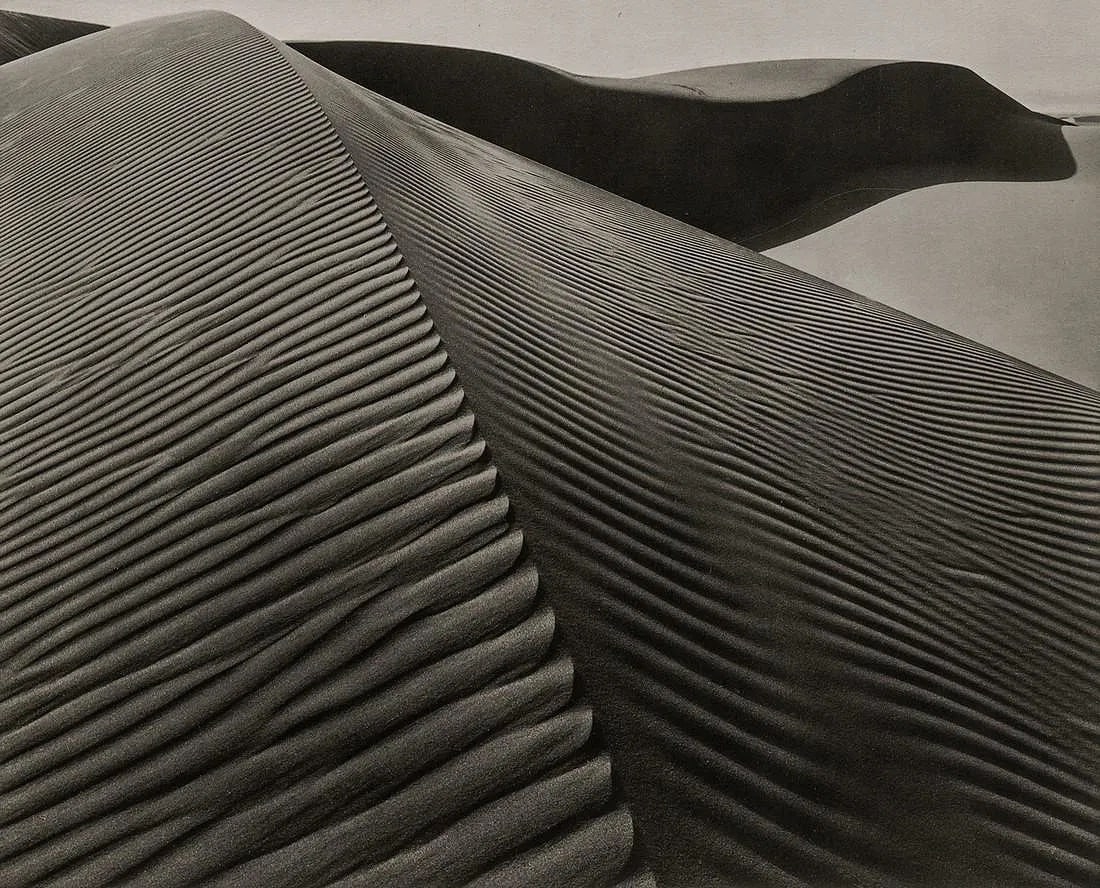 Brett Weston (American, 1911-1993) Print: Brett Weston (American, 1911-1993) Print. Windswept Dune, Oceano, California, "1947". Photogravure, Printed in 1998, USA. 6.70 x 5.40 inches. Not hand-signed unless otherwise stated. Lots that contain