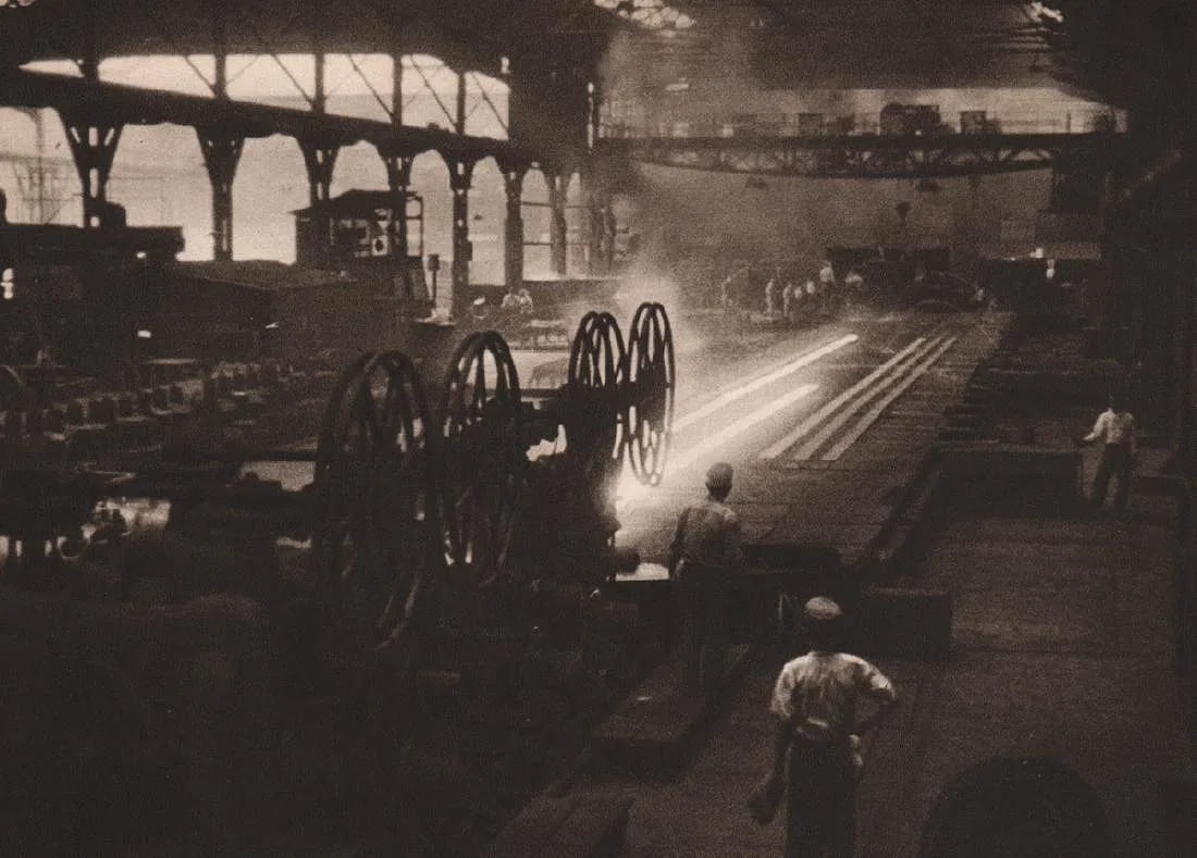 Yonosuke Natori (Japanese, 1910-1962) Print: Yonosuke Natori (Japanese, 1910-1962) Print. Iron Works Factory in Kobe. Photogravure, Printed in 1937. 8.25 x 6.00 inches. Printed during the artistâ€™s lifetime. Not hand-signed