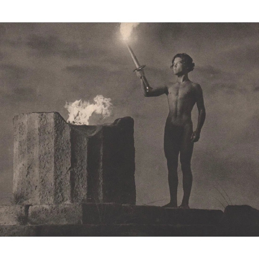 Leni Riefenstahl (German, 1902-2003 ) Print: Leni Riefenstahl (German, 1902-2003 ) Print. The Torch is Lit. Photogravure, Printed in 1937, Germany. 7.50 x 6.00 inches. Not hand-signed unless otherwise stated. Lots that contain nudity have been
