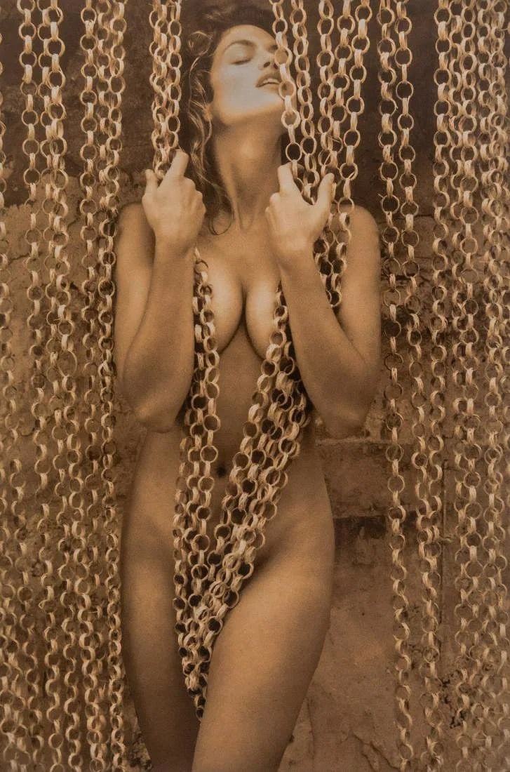 Herb Ritts (American, 1952-2002) Print: Herb Ritts (American, 1952-2002) Print. Cindy Crawford. Photogravure, Printed in 2015, Italy. 7.05 x 10.55 inches. Not hand-signed unless otherwise stated. Lots that contain nudity have been partially
