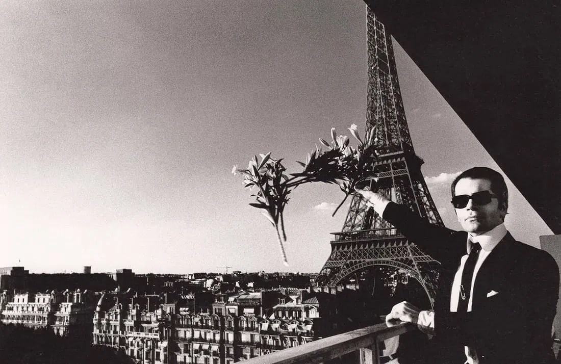 Helmut Newton (German-Australian,1920-2004) Print: Helmut Newton (German-Australian,1920-2004) Print. Karl Lagerfeld, Paris, France, "1976". Photogravure, Printed in 2010s. 6.50 x 9.50 inches. Not hand-signed unless otherwise stated. Lots that contain