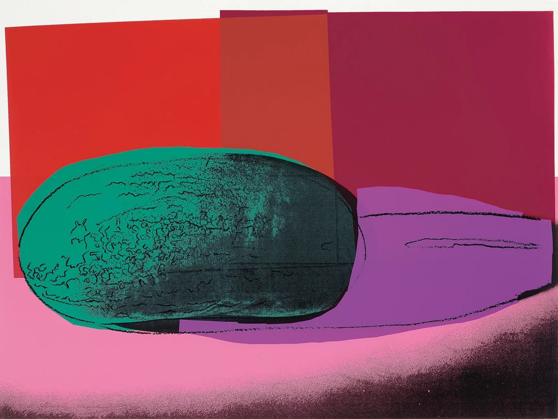 After Andy Warhol (American, 1928-1987) Silkscreen: Andy Warhol (American, 1928-1987) Silkscreen. Watermelon, FSII 199, Space Fruits Still Life, "1979". 30.00 x 40.00 inches. Not hand-signed unless otherwise stated. Lots that contain nudity have been p