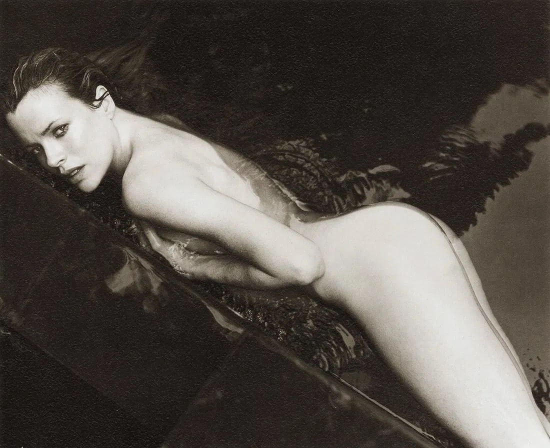 Herb Ritts (American, 1952-2002) Print: Herb Ritts (American, 1952-2002). Kim Basinger, "1989"Print. Photogravure, Printed in 2008, Italy. 7.80 x 6.35 inches. Not hand-signed unless otherwise stated. Lots that contain nudity have been