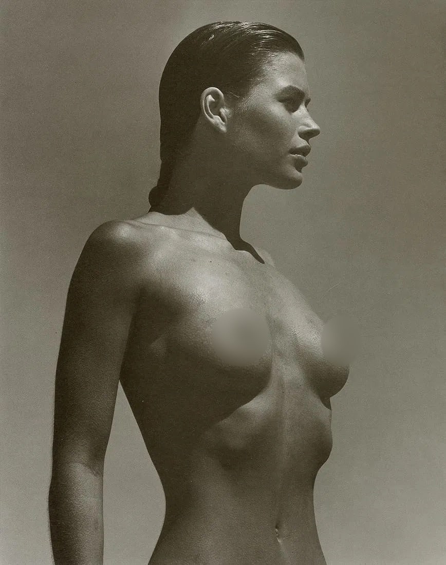 Herb Ritts (American, 1952-2002) Print: Herb Ritts (American, 1952-2002) Print. Carrie in Profile, Paradise Cove, "1988". Photogravure, Printed in 1989, Hong Kong. 6.45 x 8.20 inches. Printed during the artistâ€™s