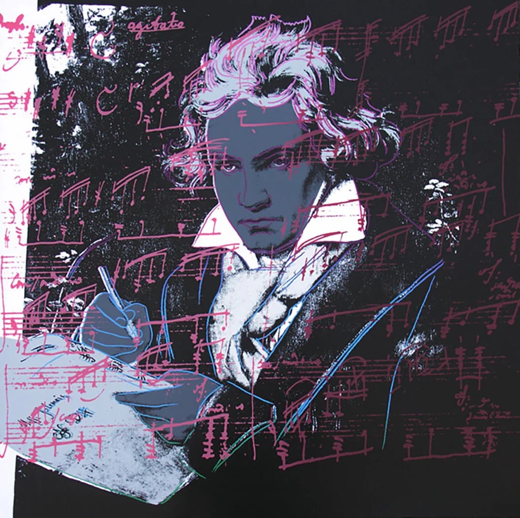 After Andy Warhol (American, 1928-1987) Silkscreen: Andy Warhol (American, 1928-1987) Silkscreen. Ludwig van Beethoven, "1987". 38.00 x 38.00 inches. Not hand-signed unless otherwise stated. Lots that contain nudity have been partially obscured in the 