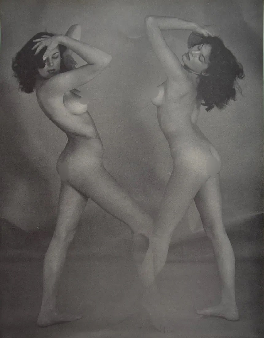 Andre de Dienes (Hungarian-American, 1913-1985) Print: Andre de Dienes (Hungarian-American, 1913-1985) Print. Two Nudes. Photogravure, Printed in 1964, Great Britain. 10.75 x 8.25 inches. Printed during the artistâ€™s lifetime. Not hand-s