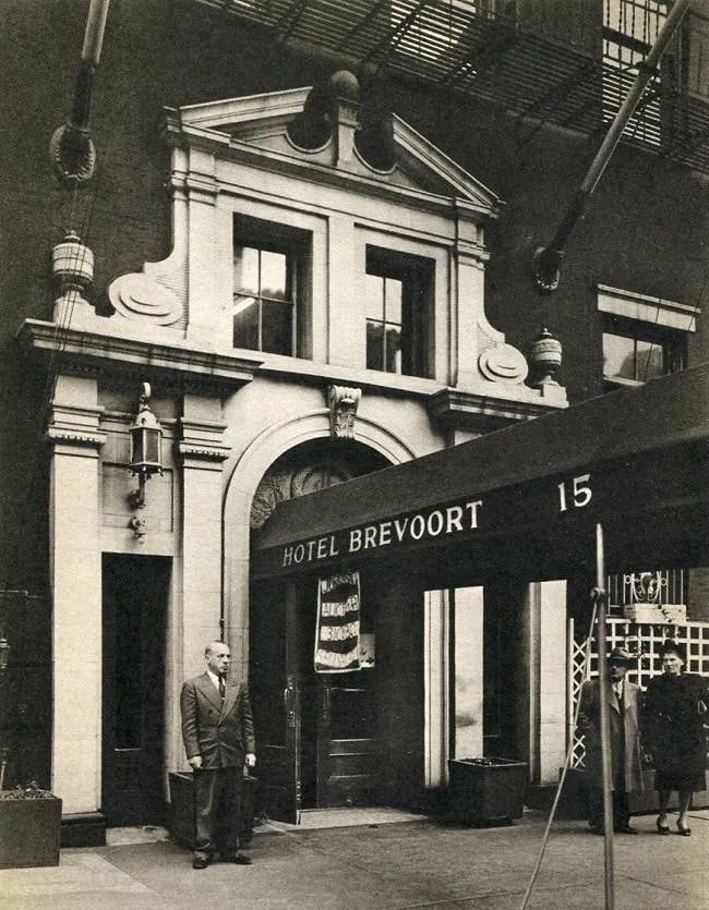 Bernice Abbot (American,1898-1991 ) Print: Bernice Abbot (American,1898-1991 ) Print. Hotel Brevoort, NYC. Photogravure, Printed in 1949. 5.75 x 7.75 inches. Not hand-signed unless otherwise stated. Lots that contain nudity have been