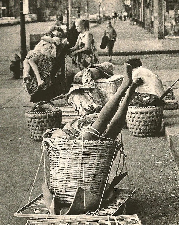 André Kertész (Hungarian, 1894-1985) Print: André Kertész (Hungarian, 1894-1985) Print. Baskets New York 1967. Printed in 1973. 7.5" x 9" inches. Not hand-signed unless otherwise stated. Photomechanical Print. Lots that contain nudity have be