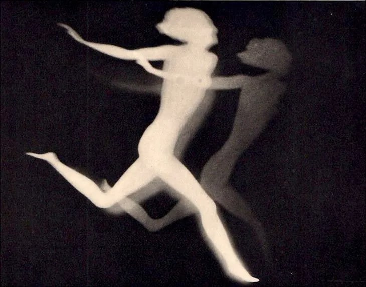 Frantisek Drtikol (Czech, 1883-1961) Print: Frantisek Drtikol (Czech, 1883-1961) Print. La Course. Printed in 1933. 7.5" X 5.5" inches. Not hand-signed unless otherwise stated. Photomechanical Print. Lots that contain nudity have been partially
