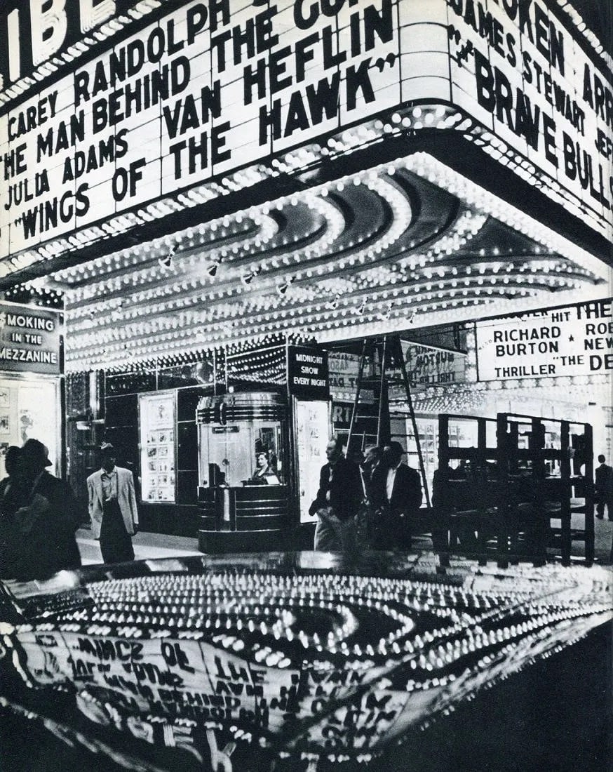 William Klein (American-French, 1926- 2022) Print: William Klein (American-French, 1926- 2022) Print. Theatre, NYC. Printed in 1956. 8" x 10.5" inches. Not hand-signed unless otherwise stated. Photomechanical Print. Lots that contain nudity have been 