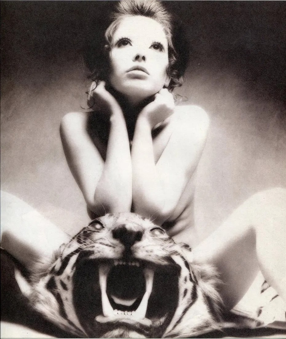 Yoshihiro Tatsuki (Japanese, b. 1937) Print: Yoshihiro Tatsuki (Japanese, b. 1937) Print. Nude w/tiger. Printed in 1970. 10" x 10" inches. Not hand-signed unless otherwise stated. Photomechanical Print. Lots that contain nudity have been