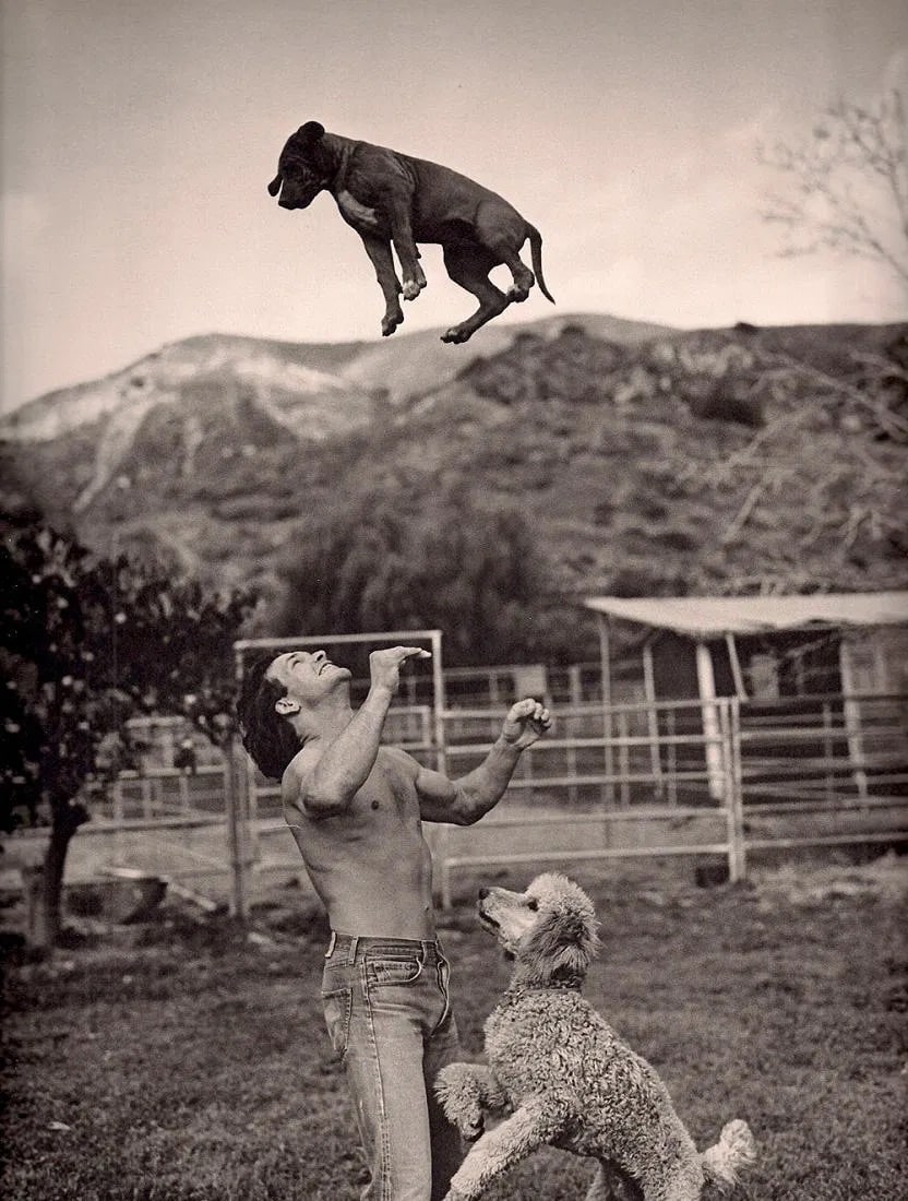 Bruce Weber (American, b. 1946) Print: Bruce Weber (American, b. 1946) Print. Patrick Swayze, Hollywood 1985. Printed in 1988. 9" x 12" inches. Not hand-signed unless otherwise stated. Photomechanical Print. Lots that contain nudity have b