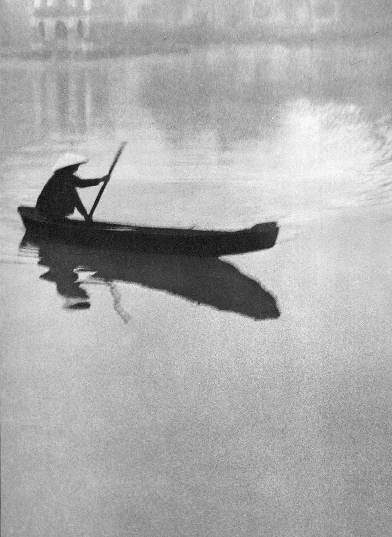 Le Dinh Chu Print: Le Dinh Chu Print. Vietnamese Boatman. Printed in 1954. 9 x 9 inches. Not hand-signed unless otherwise stated. Photomechanical Print. Lots that contain nudity have been partially obscured in the