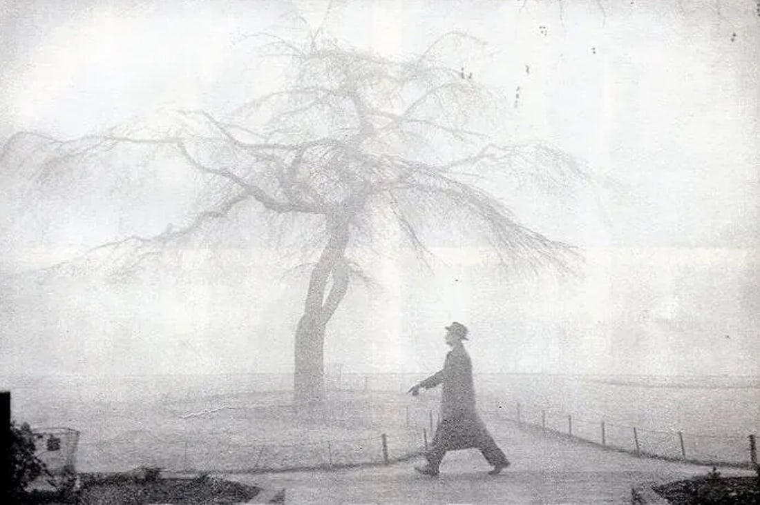 Robert Frank (Swiss-American, 1924-2019) Print: Robert Frank (Swiss-American, 1924-2019) Print. London Fog - Photogravure. Printed in 1975. 7 x 4.5 inches. Not hand-signed unless otherwise stated. Photomechanical Print. Lots that contain nudity hav