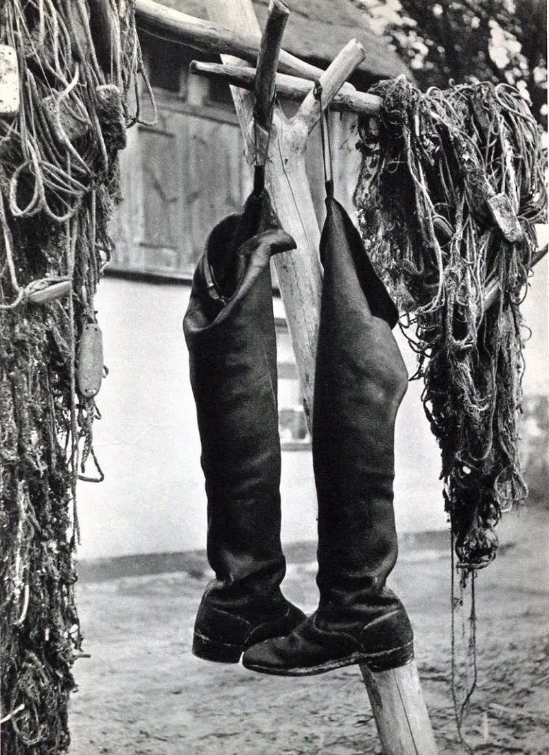 Heinz V. Perckhammer (Tyrolean, 1895-1965) Print: Heinz V. Perckhammer (Tyrolean, 1895-1965) Print. Fishing Boots - Gravure. Printed in 1936. 6 x 8 inches. Not hand-signed unless otherwise stated. Photomechanical Print. Lots that contain nudity have
