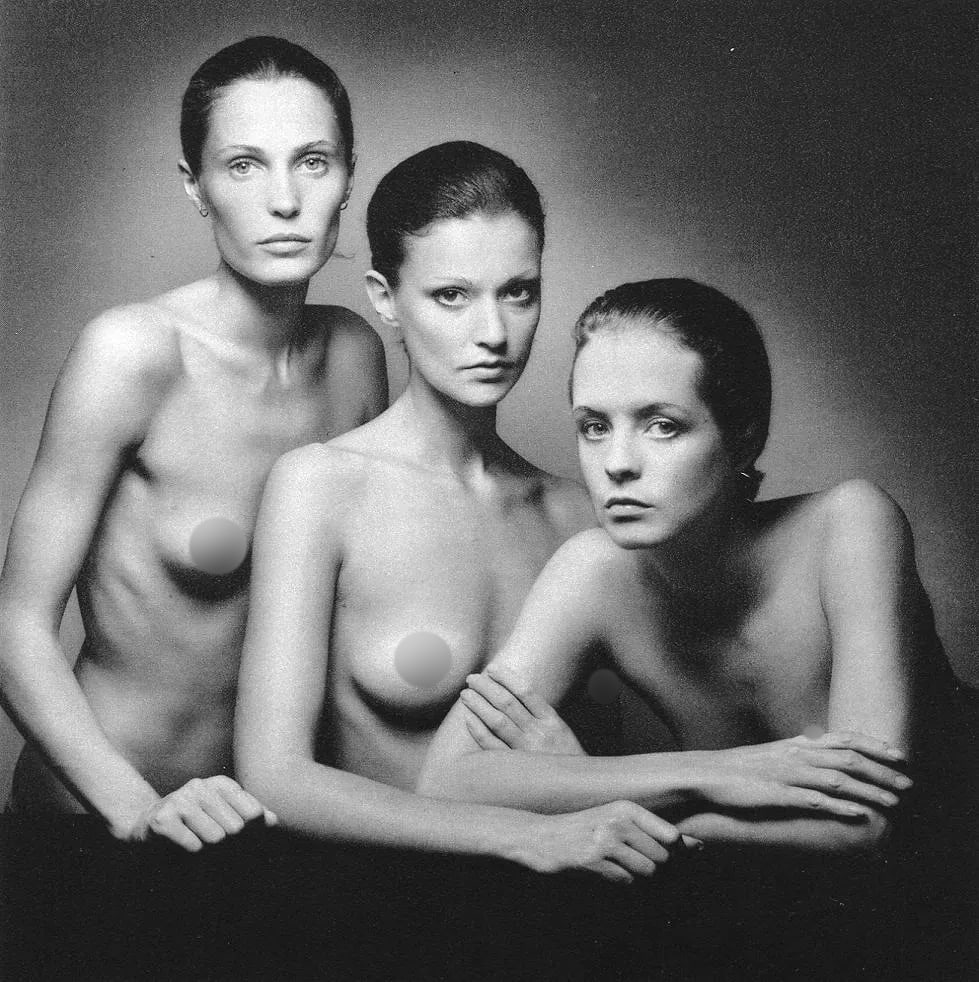 Jeanloup Sieff (French, 1933-2000) Print: Jeanloup Sieff (French, 1933-2000) Print. Group Portrait for ad. Printed in 1982. 6 x 6 inches. Not hand-signed unless otherwise stated. Photomechanical Print. Lots that contain nudity have been