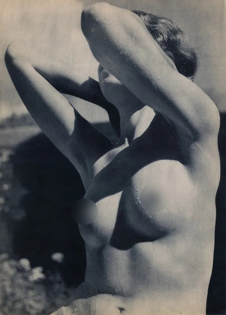 Nora Dumas Print: Nora Dumas Print. Woman Nude Torso. Printed in 1948. 9 x 13 inches. Not hand-signed unless otherwise stated. Photomechanical Print. Lots that contain nudity have been partially obscured in the