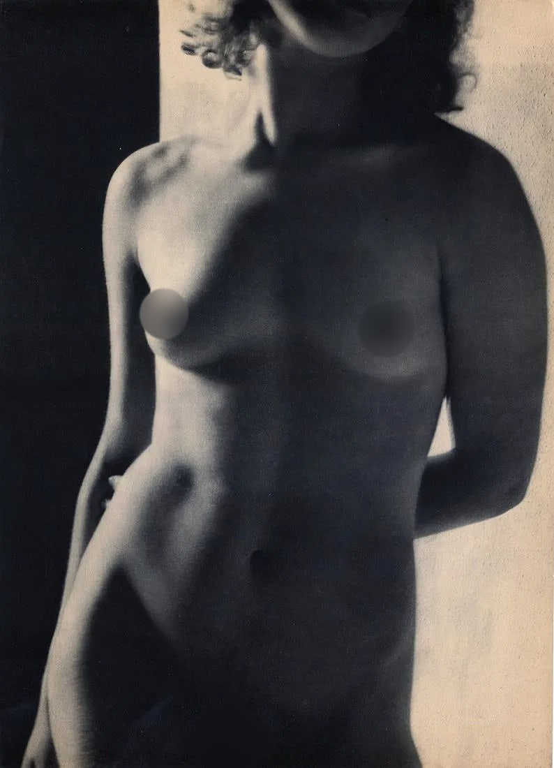 Pierre Jahan (French, 1909-2003) Print: Pierre Jahan (French, 1909-2003) Print. Woman Nude Torso. Printed in 1948. 9 x 13 inches. Not hand-signed unless otherwise stated. Photomechanical Print. Lots that contain nudity have been partially