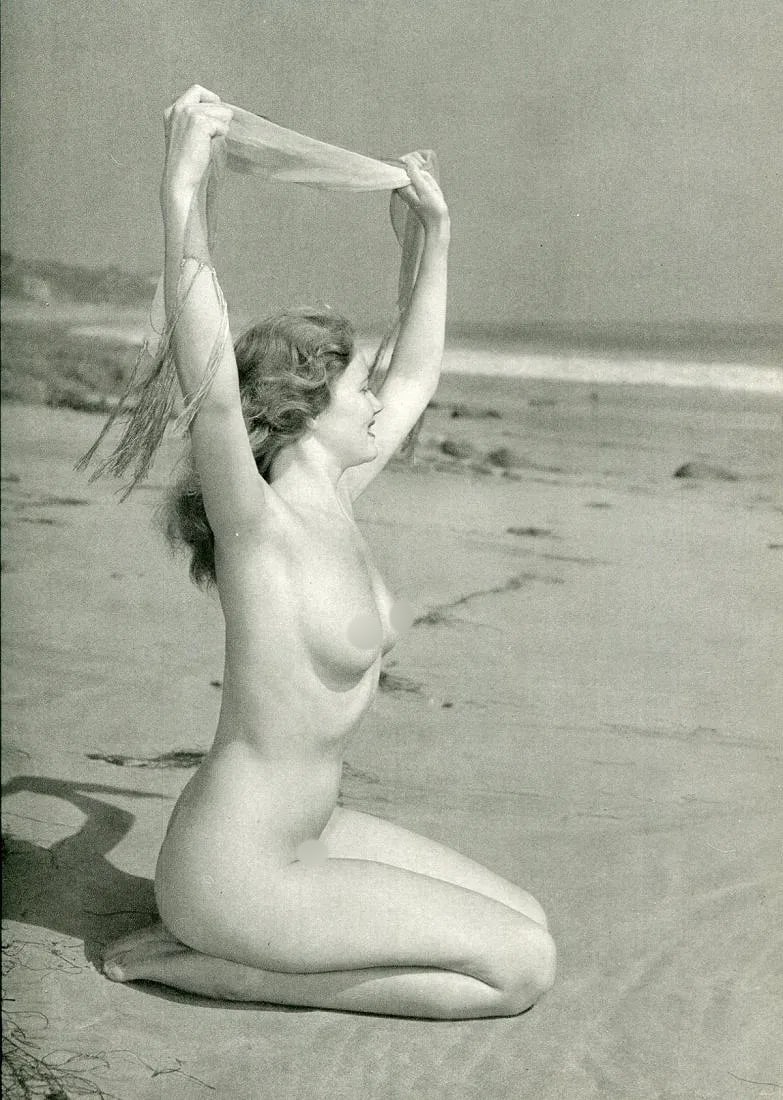 Theda & Emerson Hall Print: Theda & Emerson Hall Print. Nude - gravure. Printed in 1950. 8.5 x 12 inches. Not hand-signed unless otherwise stated. Photomechanical Print. Lots that contain nudity have been partially obscured in t