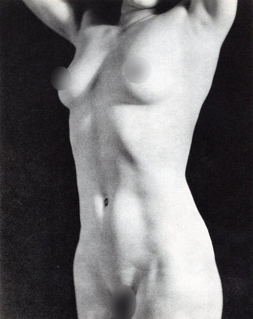 Ralph Sommer Print: Ralph Sommer Print. Nude Torso. Printed in 1937. 7 x 8 inches. Not hand-signed unless otherwise stated. Photomechanical Print. Lots that contain nudity have been partially obscured in the listing;