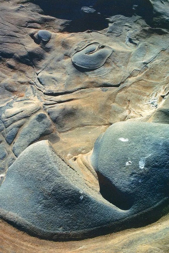 Lucien Clergue (French, 1934-2014) Print: Lucien Clergue (French, 1934-2014)Print. Rock Formations - Point Lobos. Printed in 1989. 6 x 9 inches. Not hand-signed unless otherwise stated. Photomechanical Print. Lots that contain nudity have