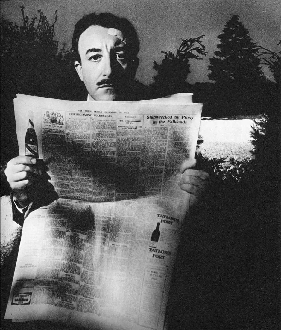 Bill Brandt (British, 1904-1983) Print: Bill Brandt (British, 1904-1983) Print. Peter Sellers, Elstree - Gravure. Printed in 1966. 8 x 10 inches. Not hand-signed unless otherwise stated. Photomechanical Print. Lots that contain nudity have
