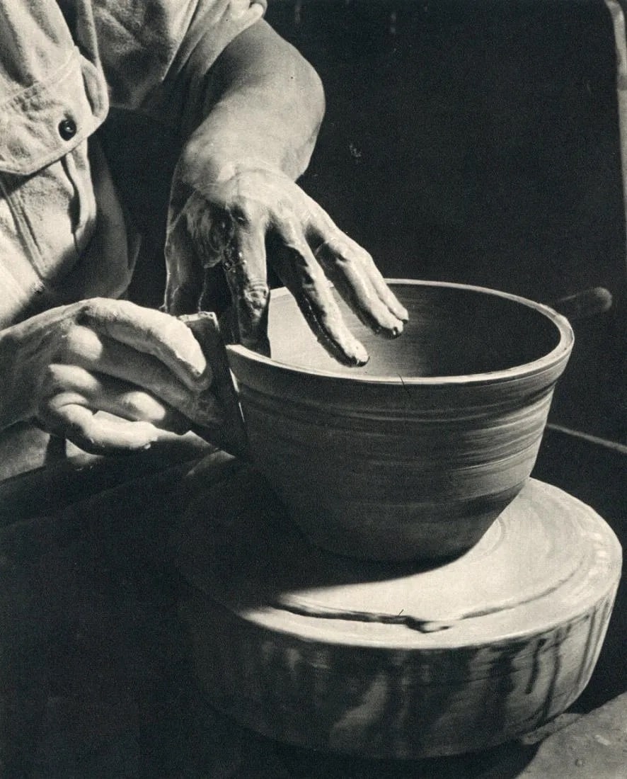 Stephen Deutch (Hungary, 1908-1997) Print: Stephen Deutch (Hungary, 1908-1997) Print. Potter's Hands - Vintage Gravure. Printed in 1947. 7 x 8 inches. Not hand-signed unless otherwise stated. Photomechanical Print. Lots that contain nudity