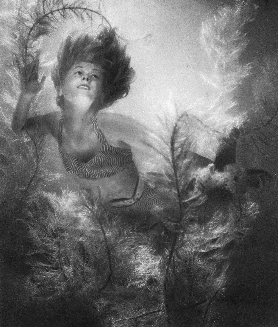 Hans O. Meerson Print: Hans O. Meerson Print. Mermaid - Vintage Gravure. Printed in 1947. 7 x 8 inches. Not hand-signed unless otherwise stated. Photomechanical Print. Lots that contain nudity have been partially obscured