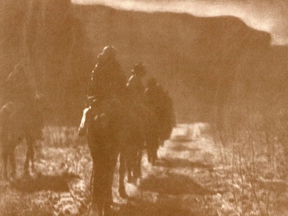 Edward S Curtis (American, 1868-1952) Print: Edward S Curtis (American, 1868-1952) Print. Vanishing Race(Navaho) - Gravure. Printed in 1972. 9 x 6 inches. Not hand-signed unless otherwise stated. Photomechanical Print. Lots that contain nudity h