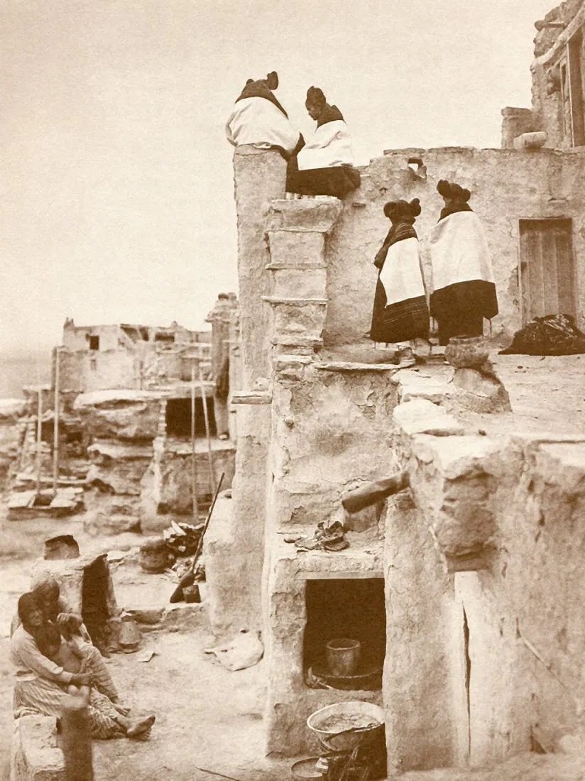 Edward S Curtis (American, 1868-1952) Print: Edward S Curtis (American, 1868-1952) Print. Hopi on the housetop - Gravure. Printed in 1972. 6 x 9 inches. Not hand-signed unless otherwise stated. Photomechanical Print. Lots that contain nudity hav
