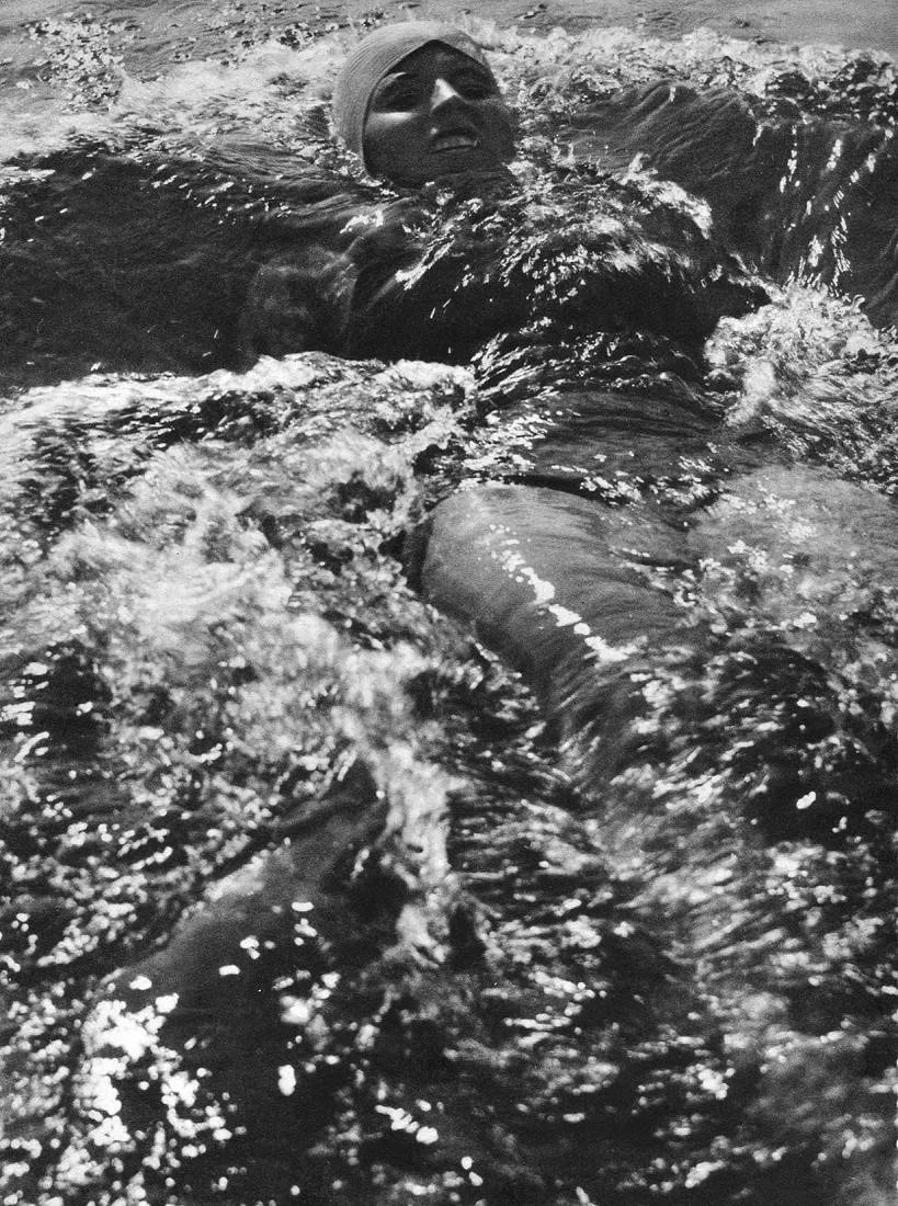 Herbert Matter (Swiss-American, 1907-1984 )Print: Herbert Matter (Swiss-American, 1907-1984) Print. Swimming - Vintage Gravure. Printed in 1936. 8 x 11 inches. Not hand-signed unless otherwise stated. Photomechanical Print. Lots that contain nudity