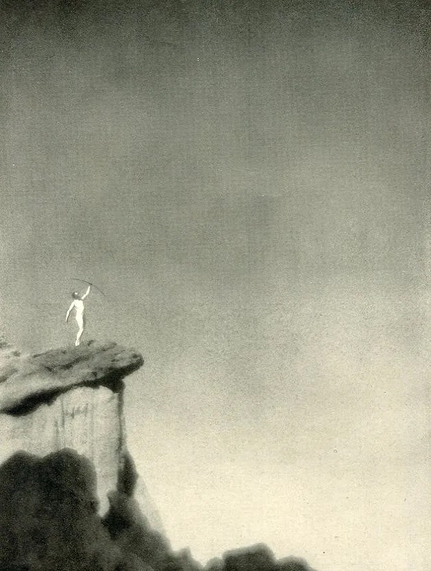 Peter Archer (British) Print: Peter Archer (British) Print. Flight of the Arrow. Printed in 1932. 6.00 x 8.00 inches Not hand-signed unless otherwise stated. Photomechanical Print. Lots that contain nudity have been partially