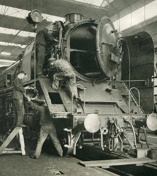 Walter Berkowski Print: Walter Berkowski Print. Locomotive. Printed in 1938. 6.50 x 8.50 inches Not hand-signed unless otherwise stated. Photomechanical Print. Lots that contain nudity have been partially obscured in the