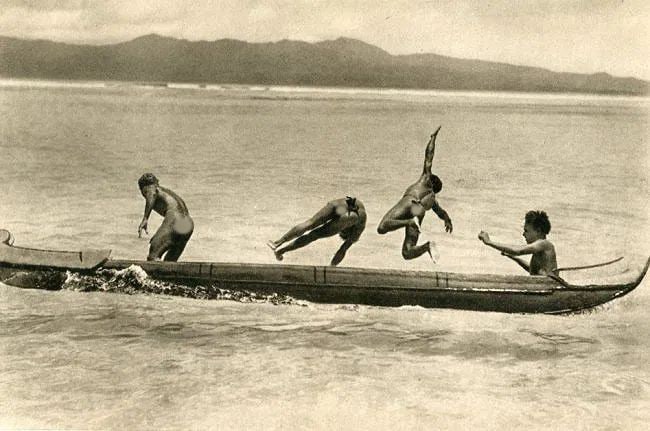 Hugo Adolf Bernatzik (Austrian, 1897-1953) Print: Hugo Adolf Bernatzik (Austrian, 1897-1953) Print. Salomon Island Natives Canoe. Printed in 1934. 6.50 x 4.00 inches Not hand-signed unless otherwise stated. Photomechanical Print. Lots that contain nu