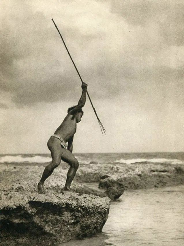 Hugo Adolf Bernatzik (Austrian, 1897-1953) Print: Hugo Adolf Bernatzik (Austrian, 1897-1953) Print. Salomon Island Native Spearfishing. Printed in 1934. 4.50 x 6.00 inches Not hand-signed unless otherwise stated. Photomechanical Print. Lots that cont