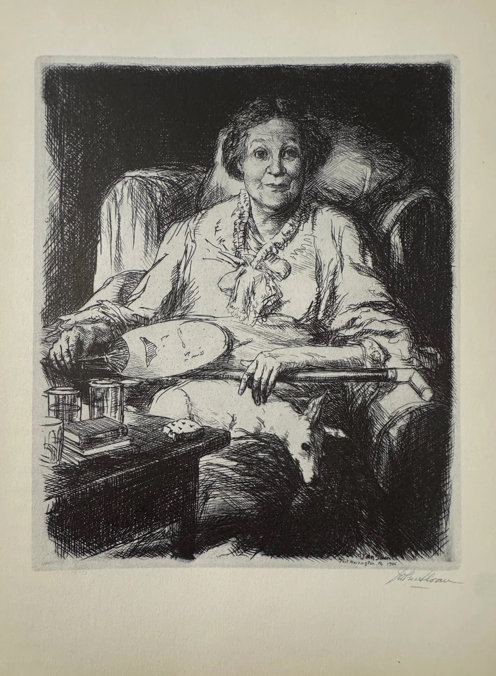 John Sloan (American, 1871-1951) Print: John Sloan (American, 1871-1951). Mother Print.12.60 x 9.50 inches. Signed in the plate. Printed in 1939. Not hand-signed unless otherwise stated. Photomechanical Print. Lots that contain nudity have