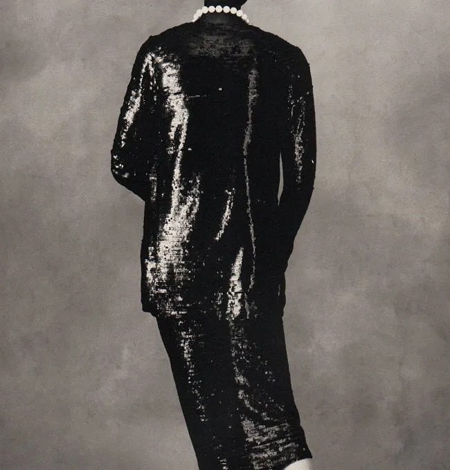 Irving Penn (American, 1917-2009) Print: Irving Penn (American, 1917-2009) Print. Chanel Sequined Suit. Printed in 1991. 8.00 x 8.00 inches Not hand-signed unless otherwise stated. Photomechanical Print. Lots that contain nudity have been