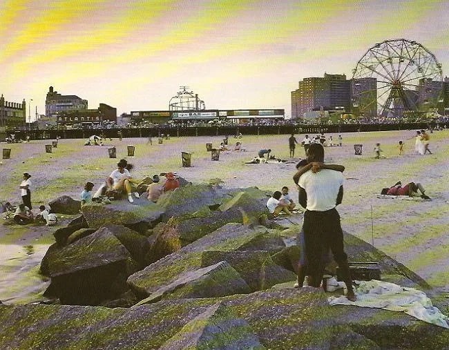 Alfred Seiland (Austrian, b. 1952) Print: Alfred Seiland (Austrian, b. 1952) Print. Beach Coney NY Island 1986. Printed in 1990. 6.50 x 5.00 inches Not hand-signed unless otherwise stated. Photomechanical Print. Lots that contain nudity have