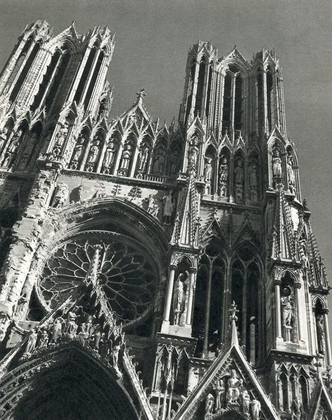 Roger Schall (French, 1904-1995) Print: Roger Schall (French, 1904-1995) Print. Reims la Cathedrale. Printed in 1950. 6.50 x 7.50 inches Not hand-signed unless otherwise stated. Photomechanical Print. Lots that contain nudity have been